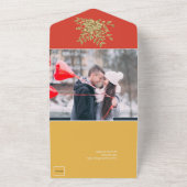 ゴージャス金ゴールドバラ結婚ズ オールインワン招待状 (外側)