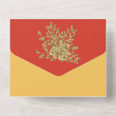 ゴージャス金ゴールドバラ結婚ズ オールインワン招待状 (裏面)