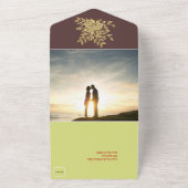 ゴージャス金ゴールドバラ結婚ズ オールインワン招待状 (外側)