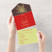 ゴージャス金ゴールドバラ結婚ズ オールインワン招待状 (貼ってはがせる)