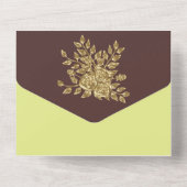 ゴージャス金ゴールドバラ結婚ズ オールインワン招待状 (裏面)