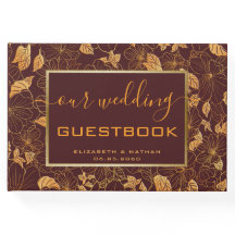 ゴージャス金ゴールドフローラ結婚ブンガンディーズゲストブック