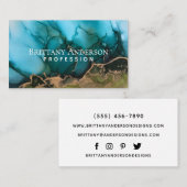 ゴージャス金ゴールドブラックティール(緑がかった色)グリーン 名刺 (正面/裏面)