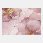 ゴージャス金ゴールドリーフ赤面ピンクブライダルシャワー ラッピングペーパーシート (正面2)