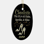 ゴージャス金ゴールド第50誕生日日付オーナメント セラミックオーナメント (右)