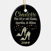 ゴージャス金ゴールド第50誕生日日付オーナメント セラミックオーナメント (裏面)