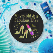 ゴージャス金ゴールド50th誕生日DIVAデザイン ペーパープレート (パーティー)