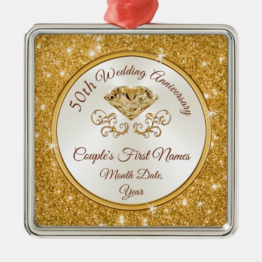 ゴージャス50周年記念オーナメント パーソナライズされた メタルオーナメント (正面)