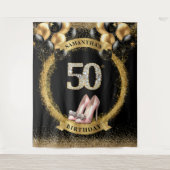 ゴージャス50誕生日ダイヤモンドナンバハイヒール タペストリー (正面)