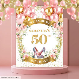 ゴージャス50誕生日ボホフローライベント背景 タペストリー