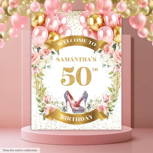 ゴージャス50誕生日ボホフローライベント背景 タペストリー