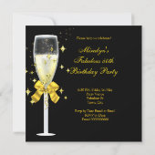 ゴージャス50 ロイヤルブルー ゴールド ヒール シャンパンパーティー 招待状 (裏面)