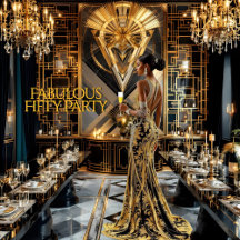 ゴージャス50'sアールデコの美しい黒人女性　ゴールド