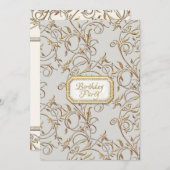 ゴージャス オールド・ハリウッド リージェンシー 40歳 誕生日パーティー 招待状 (正面/裏面)