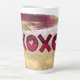 ゴージャス グリッター ゴールド レッド ラグジュアリー XOXO バレンタイン カフェラテマグ