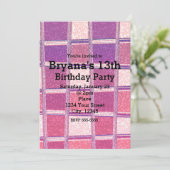 ゴージャス グリッター スクエア パーティ 招待状 チャンキー シック (スタンド正面)