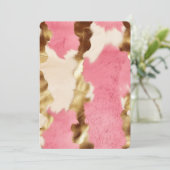 ゴージャス ゴールド クリーム ピンク カウガール カウハイド 誕生日 招待状 (スタンド正面)