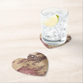 ゴージャス ゴールド グラム バーガンディ ハーツ ブライダル シャワー ペーパーコースター (インサイチュ)