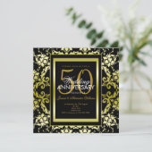 ゴージャス ゴールド ダマスク柄 50周年記念 結婚式 招待状 (スタンド正面)
