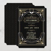 ゴージャス ゴールド ブラック グレートギャツビー フィフティ アンド ファビュラス 招待状 (正面/裏面)