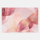 ゴージャス ゴールド ブラッシュ ピンク フラワーブライダルシャワー ラッピングペーパーシート (正面3)