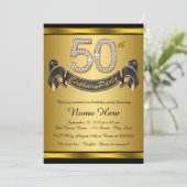 ゴージャス ゴールド 50歳の誕生日パーティー 招待状 (スタンド正面)
