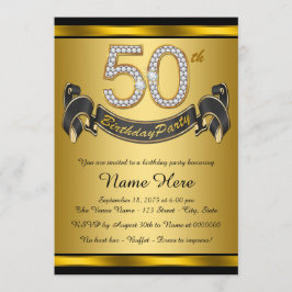ゴージャス ゴールド 50歳の誕生日パーティー 招待状