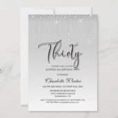 ゴージャス シルバー ダイヤモンド サプライズ 30歳の誕生日 招待状 (正面)