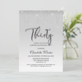 ゴージャス シルバー ダイヤモンド サプライズ 30歳の誕生日 招待状 (スタンド正面)