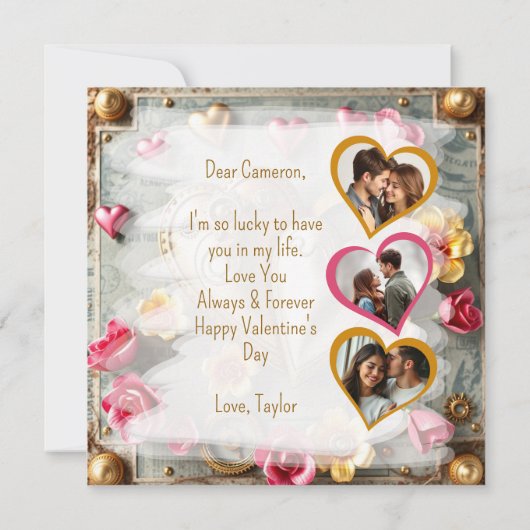 ゴージャス スチームパンク バレンタインデー フォト テンプレート (裏面)