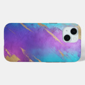 ゴージャス ディストレス パープル ターコイズ ゴールド Case-Mate iPhoneケース (裏面 (横))