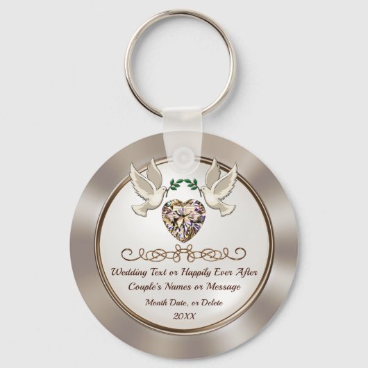 ゴージャス、パーソナライズされた結婚式の引き出物、低価格 キーホルダー (正面)