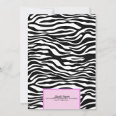 ゴージャス パープル ゼブラ ランジェリー シャワーの独身最後の夜 招待状 (裏面)
