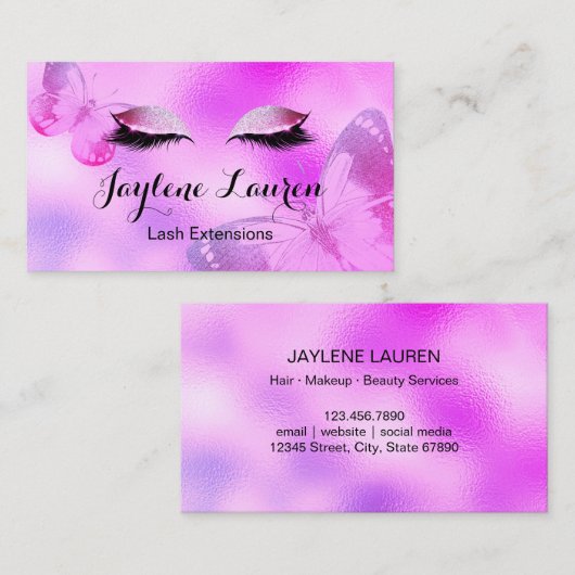 ゴージャス パープル バタフライ ラッシュ 名刺 (正面/裏面)