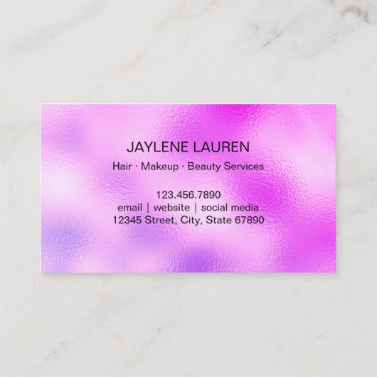 ゴージャス パープル バタフライ ラッシュ 名刺 (裏面)