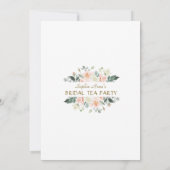 ゴージャス ピンク ホワイト フラワー ゴールド フレーム ブライダル ティーパーティー 招待状 (裏面)