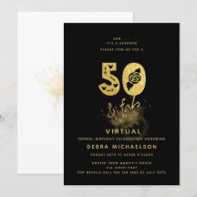 ゴージャス ブラック＆ゴールド 50歳のバーチャル誕生日
