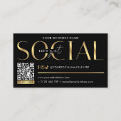 ゴージャス ブラック&ゴールド Let's Get Social Media QRコード 名刺 (正面)