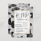 ゴージャス ブラック スパークリー グリッター シーケンス カウプリント エンクロージャーカード (正面/裏面)