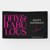 ゴージャス ホットピンク ブラック 50歳 お誕生日おめでとう  横断幕 (横)