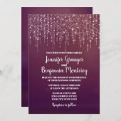 ゴージャス ホワイト フェアリー ライト ピンク ボケ 結婚式 招待状 (正面/裏面)