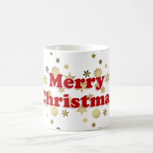 ゴージャス ホワイト レッド ゴールド メリークリスマス コーヒーマグカップ (中央)