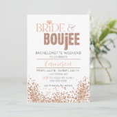 ゴージャス ローズゴールドの独身最後の週末招待状 招待状 (スタンド正面)