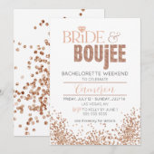 ゴージャス ローズゴールドの独身最後の週末招待状 招待状 (正面/裏面)