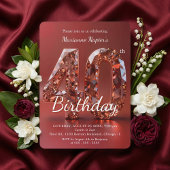 ゴージャス ローズゴールド ジェムストーン 40歳の誕生日 招待状