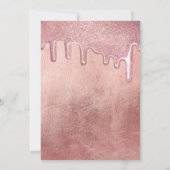 ゴージャス ローズゴールド 極厚 グリッター ドリップス ベイビーシャワー 招待状 (裏面)