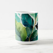 ゴージャス,抽象芸術ティール(緑がかった色),グリーン,エメラルド,植物学 コーヒーマグカップ (中央)