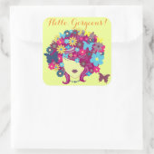 ゴージャス!美しい花の女性 スクエアシール (バッグ)