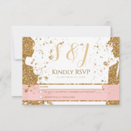 ゴージャス – 金ゴールドピンクRSVP 1 出欠カード
