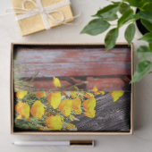 ゴージャス！黄色い花が咲き乱れ赤い納屋が 薄葉紙 (ギフト)